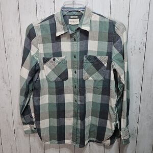 Ralph Lauren Denim Supply Women's Green Cotton Plaid Button Up Shirt Size Large.